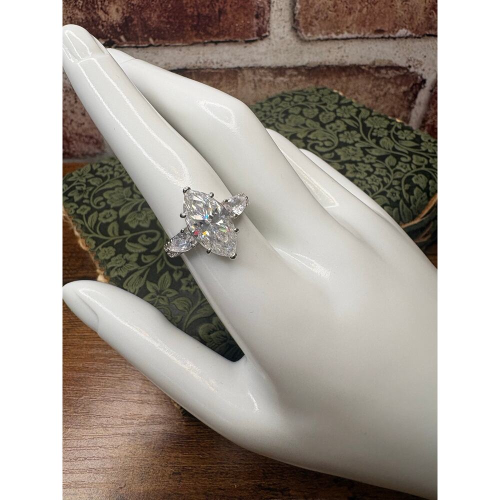 Stunning 5 Carat Marquis Cut Moissanite Ring 925 Sterling Silver Size 8